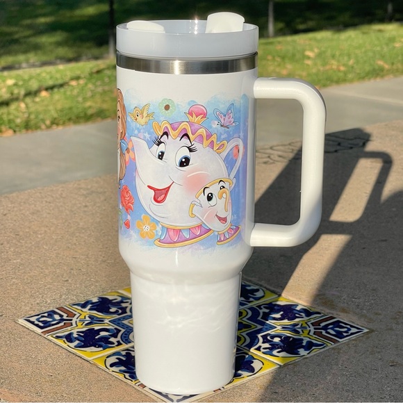 Custom 40 oz Tumbler Disney Beauty and the Beast Belle Brand new double… - Picture 6 of 10